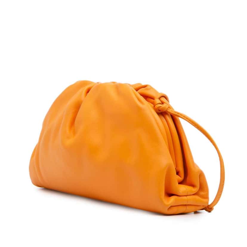 Bottega Veneta Lambskin The Mini Pouch Crossbody Orange Leather Good condition - Back View