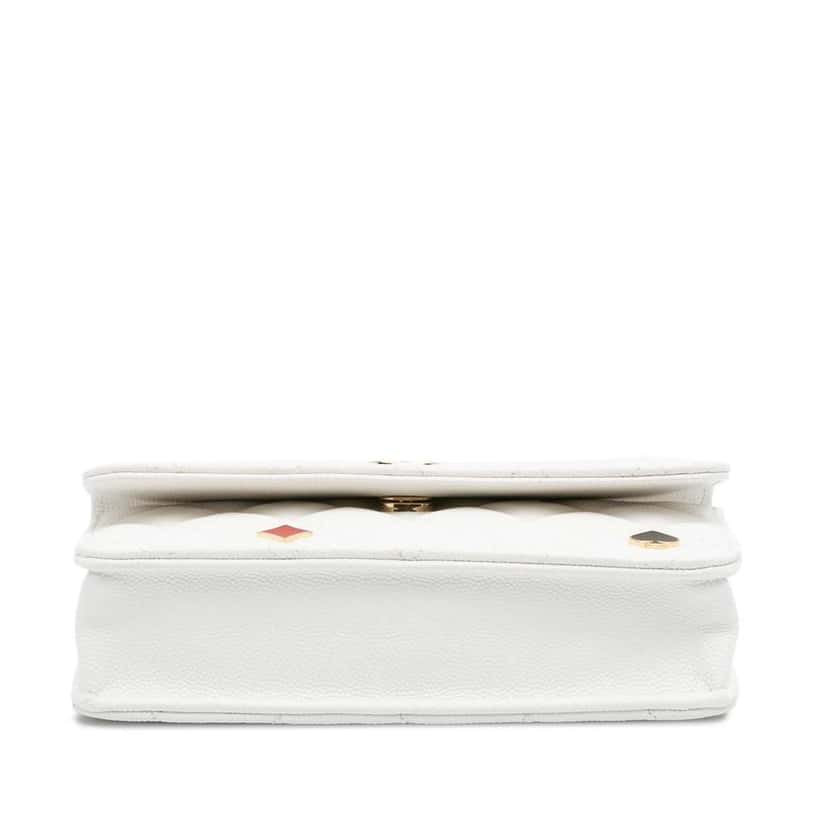 Chanel Quilted Caviar Coco Casino Phone Holder on Chain White Leather Good condition - Box View