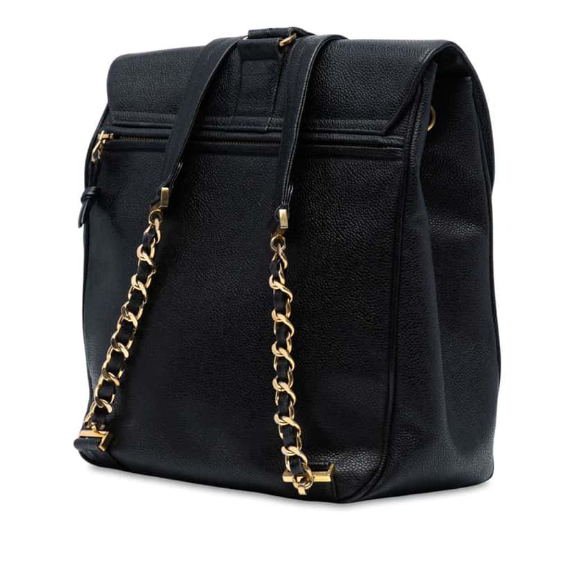 Chanel CC Caviar Turn Lock Backpack Black Leather Good condition - Back View