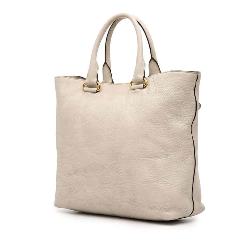 Prada Vitello Daino Front Pocket Tote White Leather Good condition - Back View