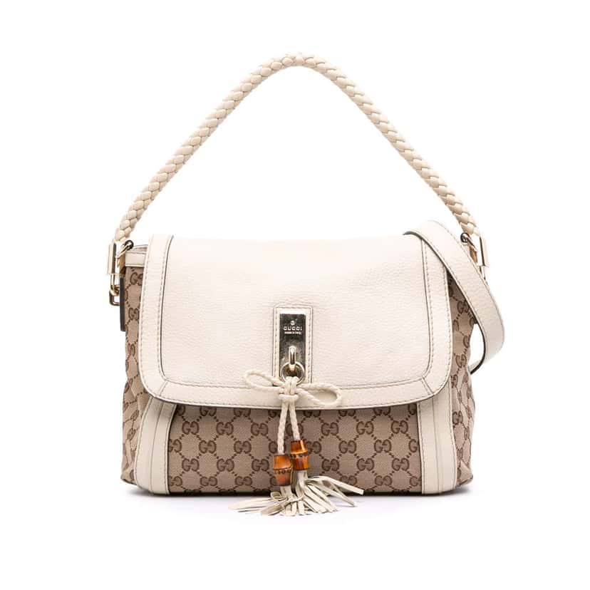 Gucci GG Canvas Bella Flap Satchel Brown Canvas Good condition - Front View