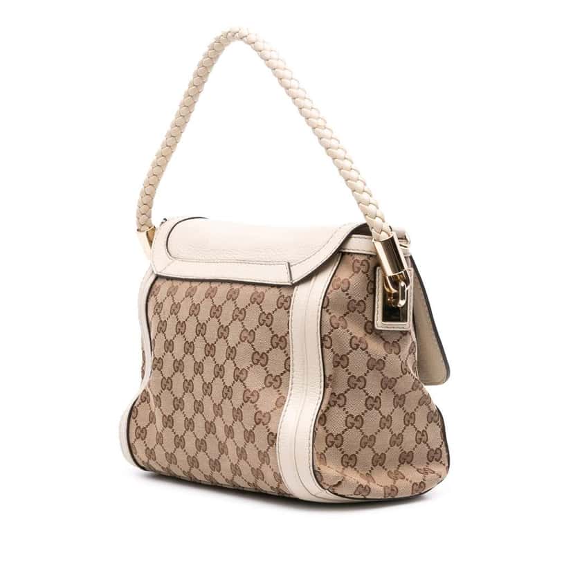 Gucci GG Canvas Bella Flap Satchel Brown Canvas Good condition - Back View