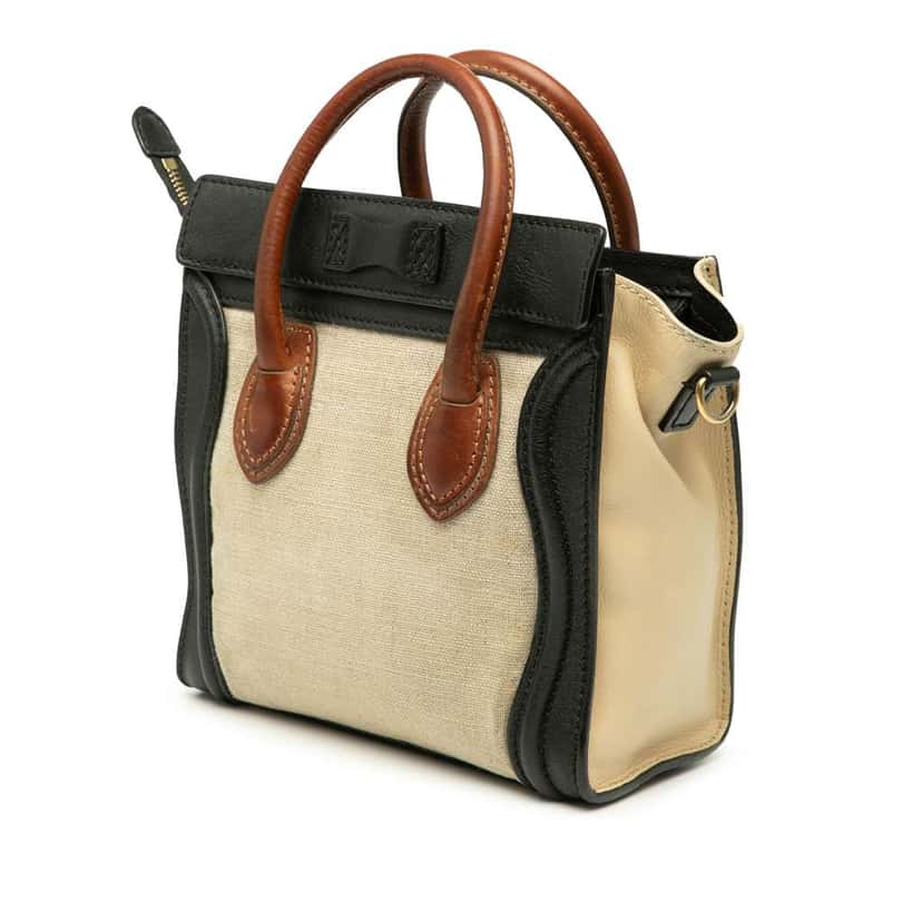 Celine Nano Tricolor Canvas and Leather Luggage Tote Brown Canvas Good condition - Back View