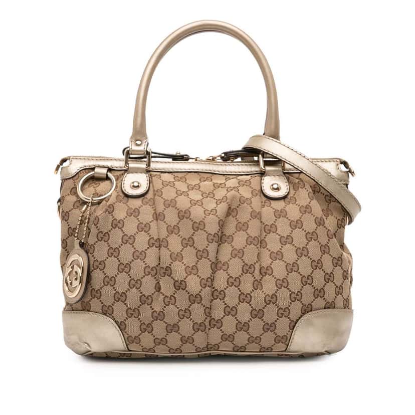 Gucci GG Canvas Sukey Satchel Brown Canvas Good condition - Front View