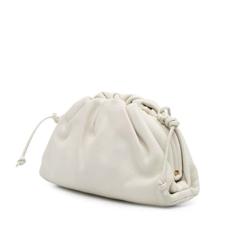 Bottega Veneta Lambskin The Mini Pouch Crossbody White Leather Good condition - Back View