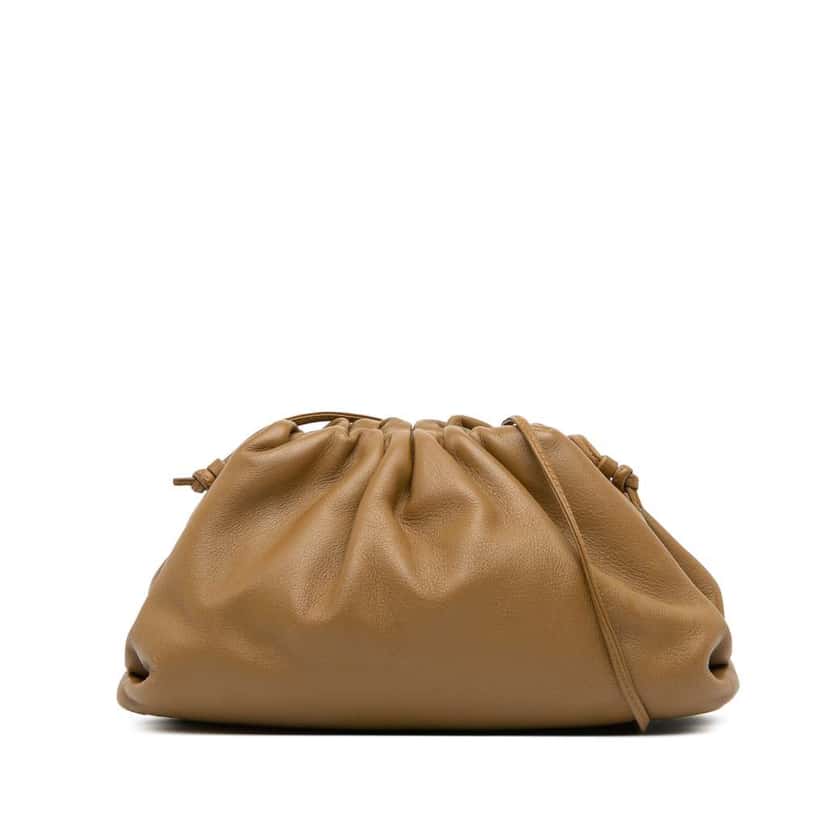 Bottega Veneta Lambskin The Mini Pouch Crossbody Brown Leather Good condition - Front View