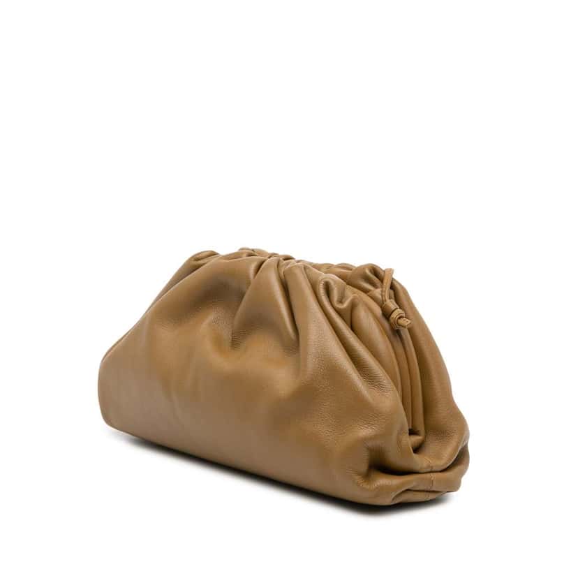 Bottega Veneta Lambskin The Mini Pouch Crossbody Brown Leather Good condition - Back View