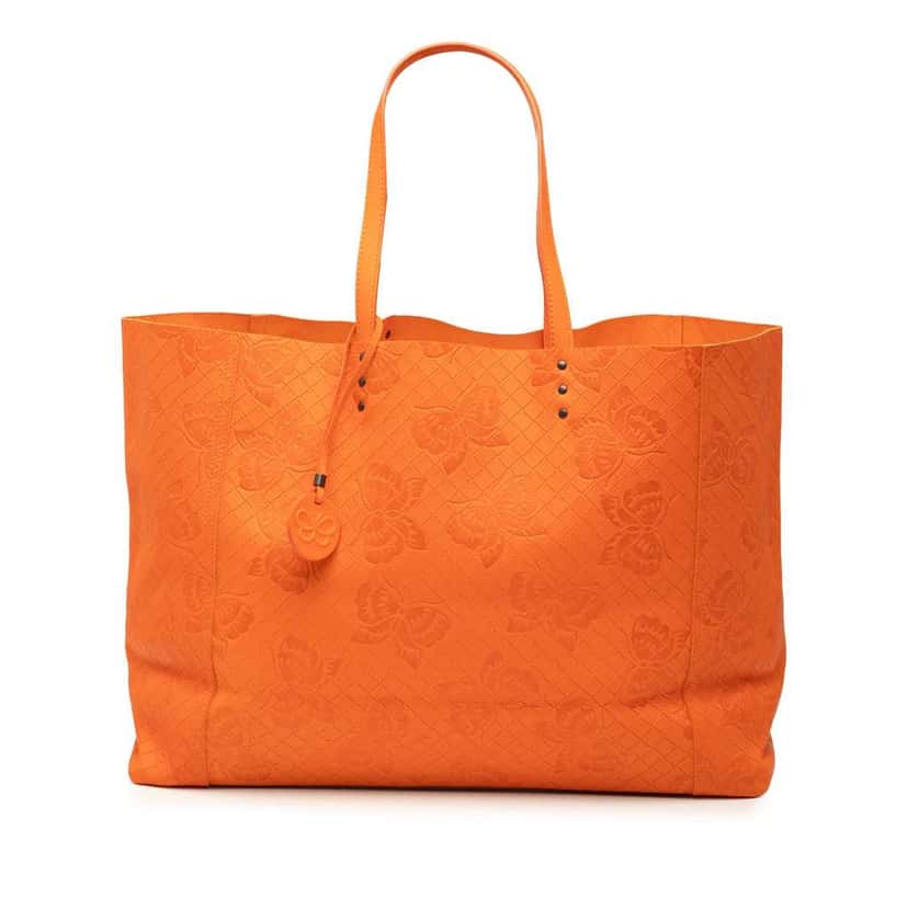Bottega Veneta Nappa Intrecciomirage Butterfly Tote Orange Leather Good condition - Front View