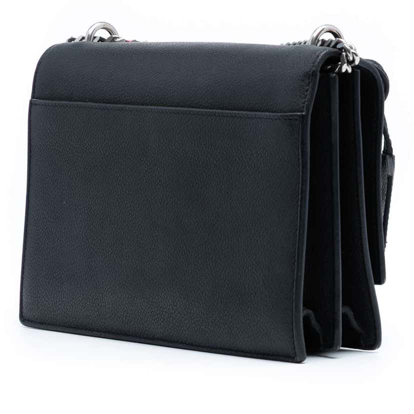 Saint Laurent Medium Grained Calfskin Monogram Sunset Crossbody Black Leather Good condition - Back View