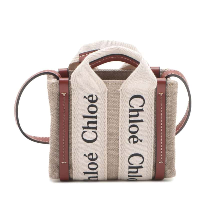 Chloé Nano Canvas Woody Satchel Brown Canvas Good condition - Back View