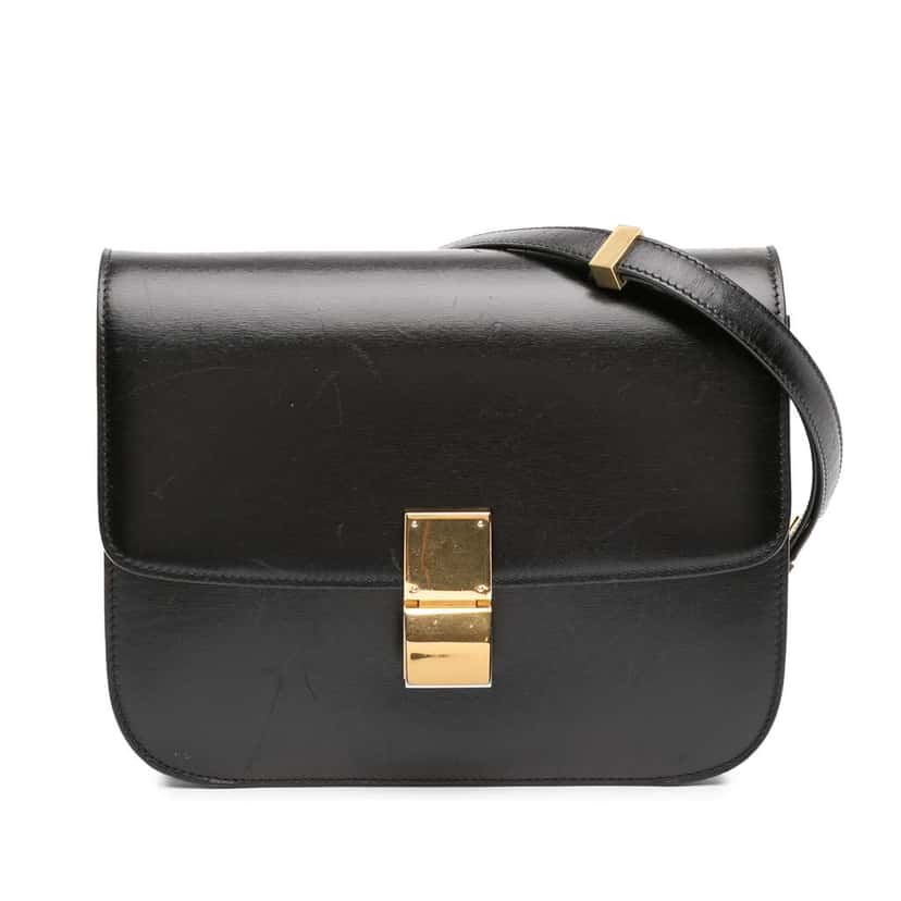 Celine Medium Calfskin Classic Box Black Leather Good condition - Front View