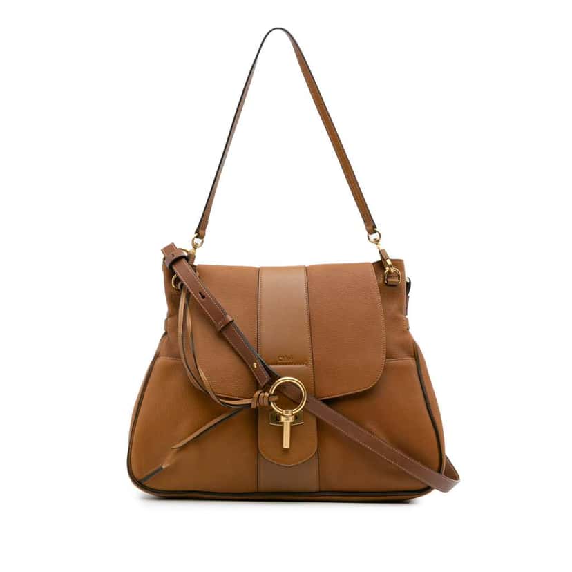Chloé Medium Grained Lambskin Lexa Satchel Brown Leather Good condition - Front View