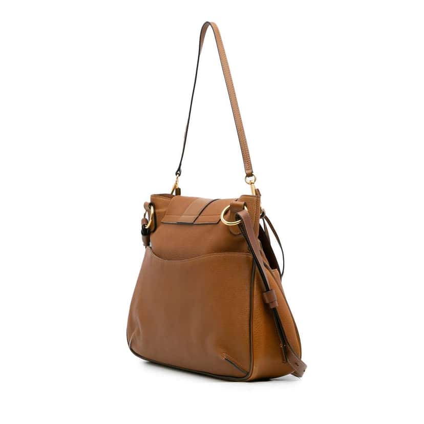 Chloé Medium Grained Lambskin Lexa Satchel Brown Leather Good condition - Back View