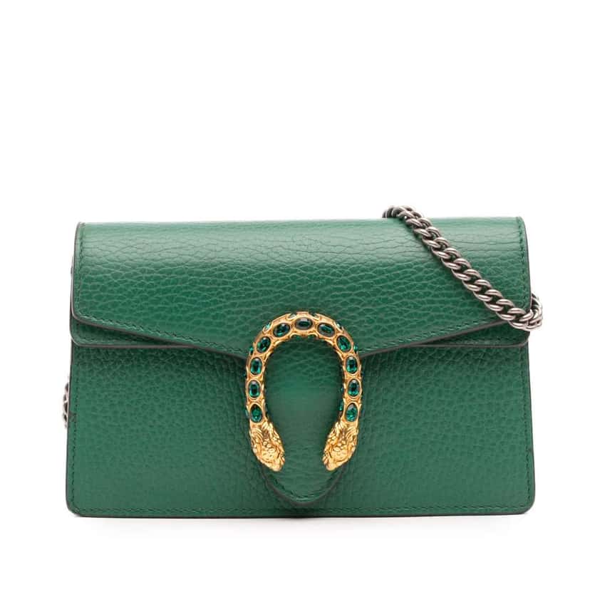 Gucci Mini Leather Dionysus Crossbody Green Leather Good condition - Front View