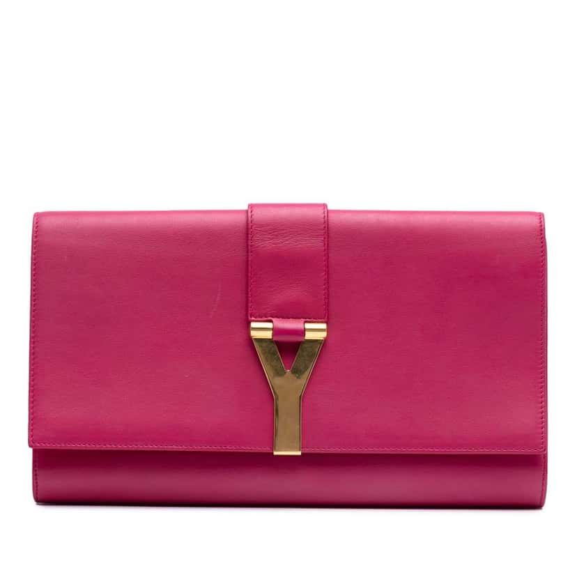 Saint Laurent Leather Chyc Ligne Clutch Pink Leather Good condition - Front View