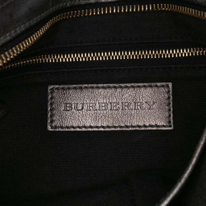 Burberry Shimmer Check Coated Canvas Crossbody Silver Canvas Good condition - Box View