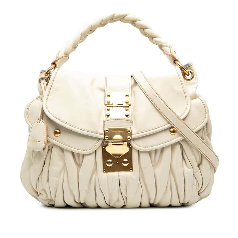 Miu Miu Matelasse Nappa Coffer Satchel White Leather Good condition - Front View