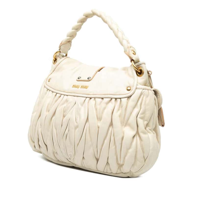 Miu Miu Matelasse Nappa Coffer Satchel White Leather Good condition - Back View