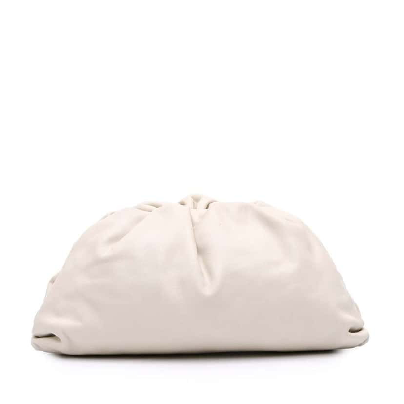 Bottega Veneta Lambskin The Pouch White Leather Good condition - Front View