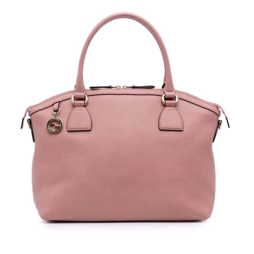 Gucci Medium Leather GG Charm Dome Satchel Pink Leather Good condition - Front View