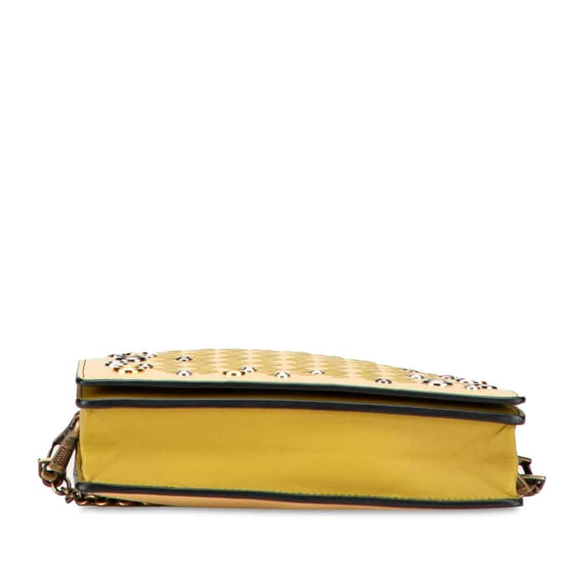 Bottega Veneta Nappa Intrecciato Studded Wallet on Chain Yellow Leather Very good condition - Inside View