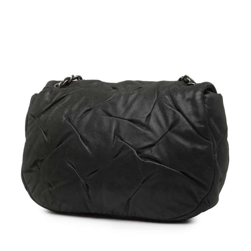Chanel Iridescent Calfskin East Glint Flap Black Leather Good condition - Back View