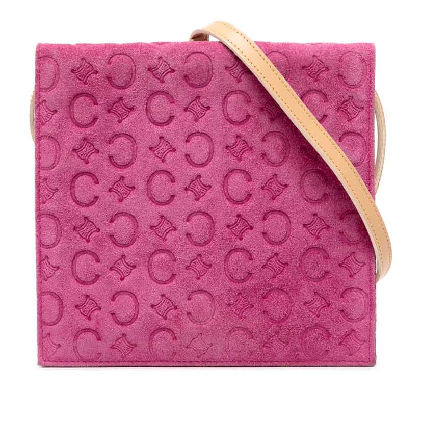 Celine C Macadam Suede Crossbody Pink Leather Very good condition - Front View