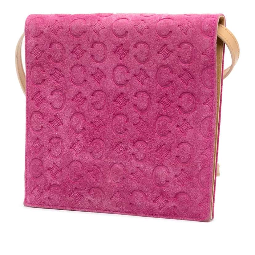Celine C Macadam Suede Crossbody Pink Leather Very good condition - Back View