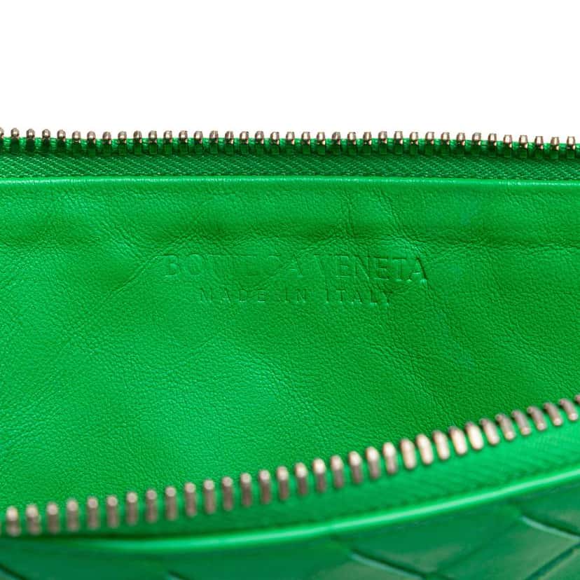Bottega Veneta Intrecciato Leather Clutch Green Leather Good condition - Box View