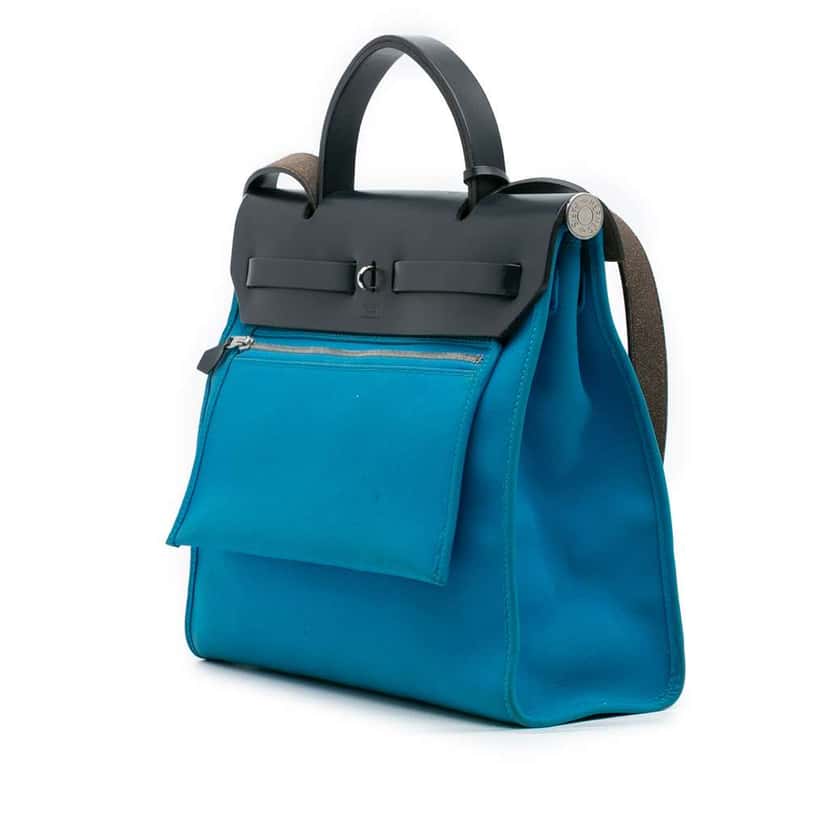 Hermès Toile Herbag Zip 31 Blue Canvas Good condition - Back View