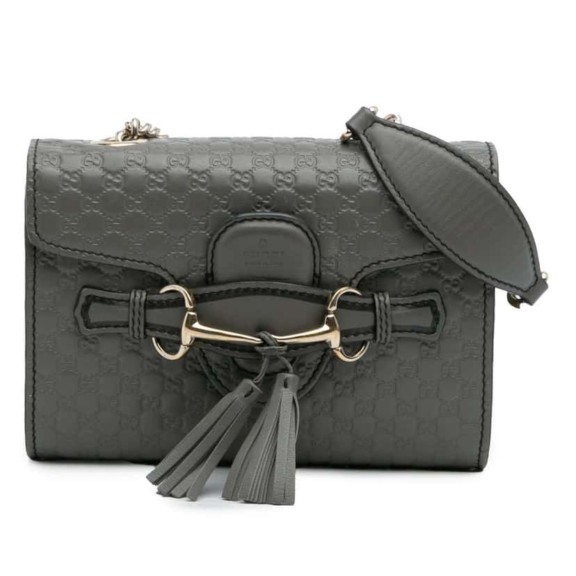 Gucci Mini Microguccissima Emily Crossbody Grey Leather Good condition - Front View
