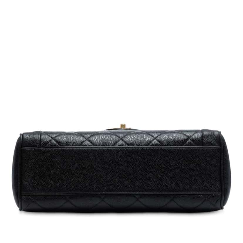 Chanel Jumbo CC Quilted Caviar Kelly Top Handle Bag Black Leather Good condition - Inside View