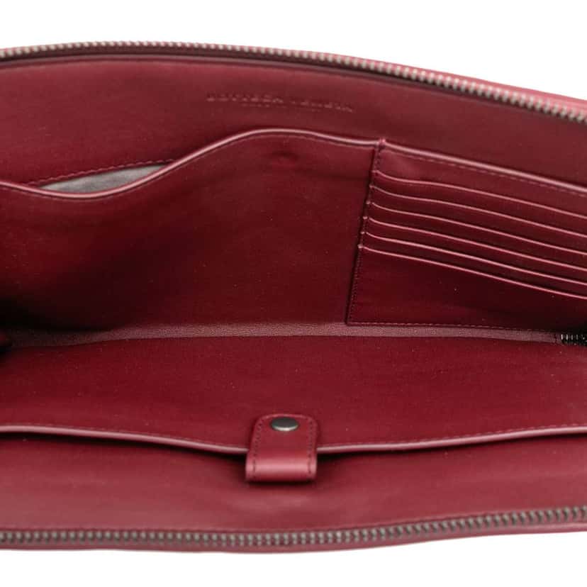 Bottega Veneta Calfskin Intrecciato Dot Document Case Red Leather Good condition - Model View