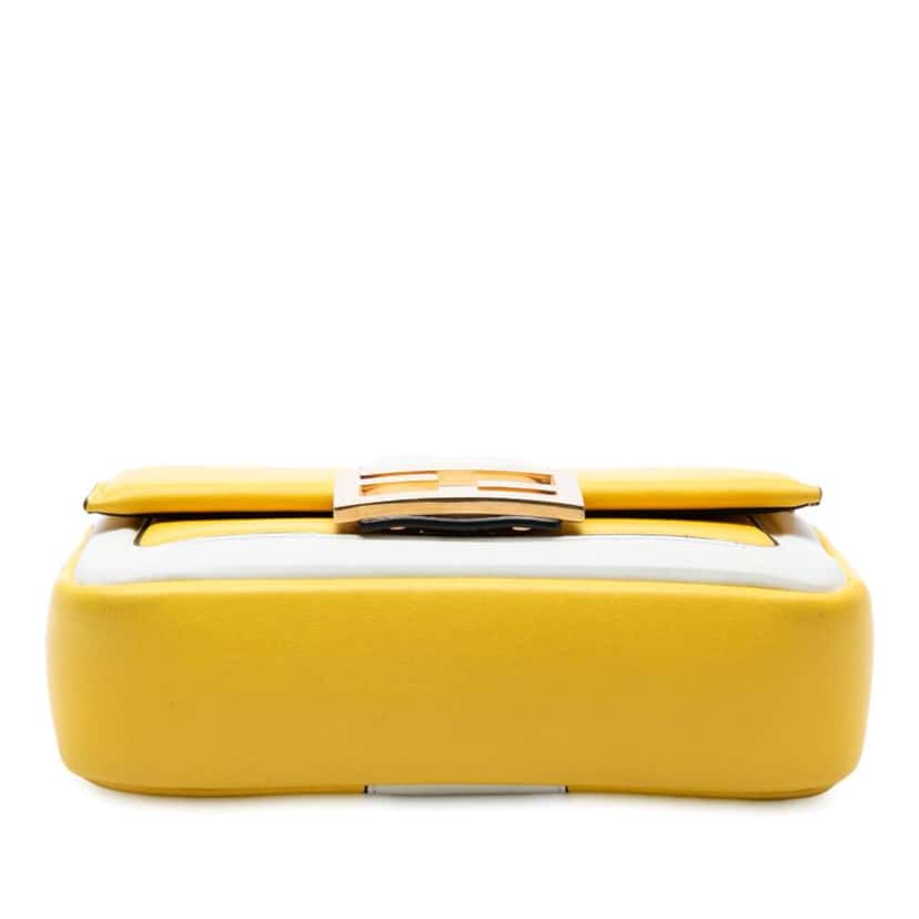 Fendi Mini Bicolor Nappa Apolo Chain Baguette Shoulder Bag Yellow Leather Very good condition - Inside View