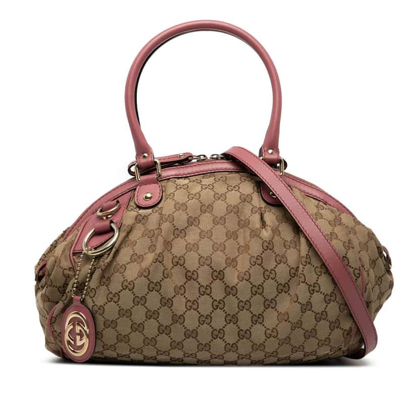 Gucci GG Canvas Sukey Satchel Brown Canvas Good condition - Front View