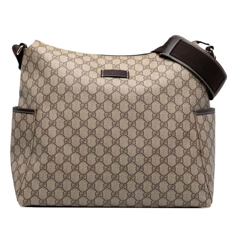 Gucci GG Supreme Diaper Messenger Bag Brown Canvas Good condition - Front View