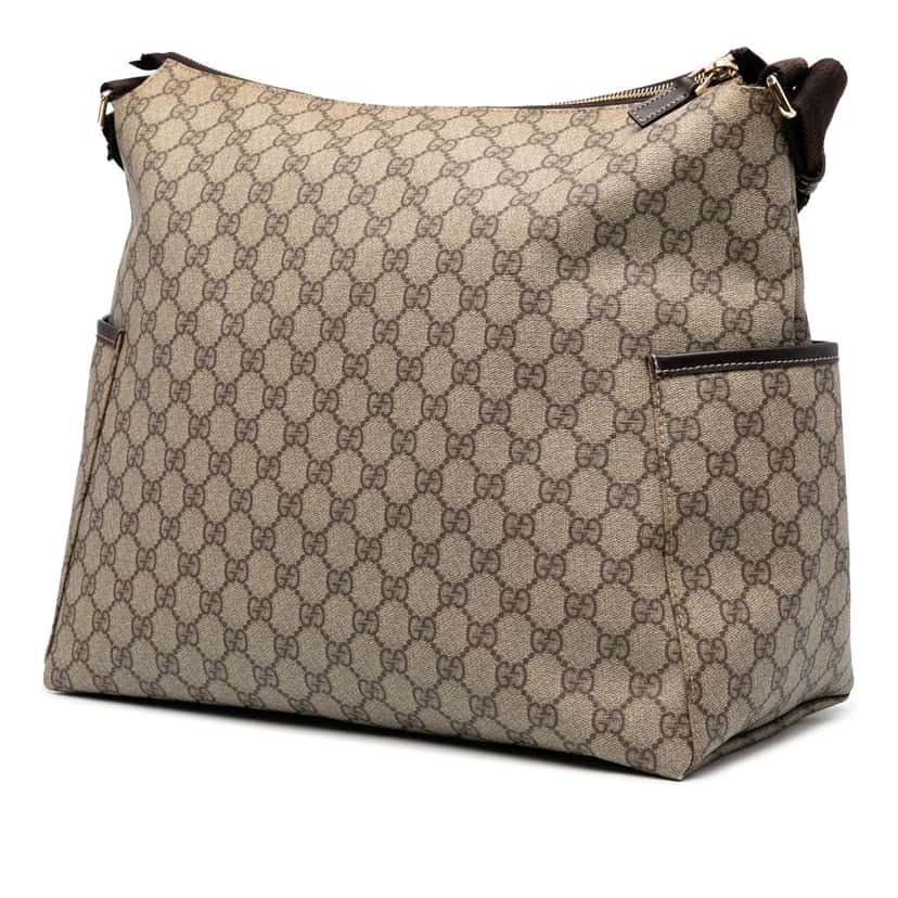 Gucci GG Supreme Diaper Messenger Bag Brown Canvas Good condition - Back View
