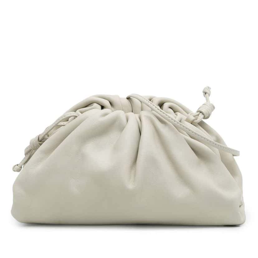 Bottega Veneta Lambskin The Mini Pouch Crossbody White Leather Good condition - Front View