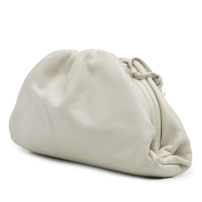 Bottega Veneta Lambskin The Mini Pouch Crossbody White Leather Good condition - Back View