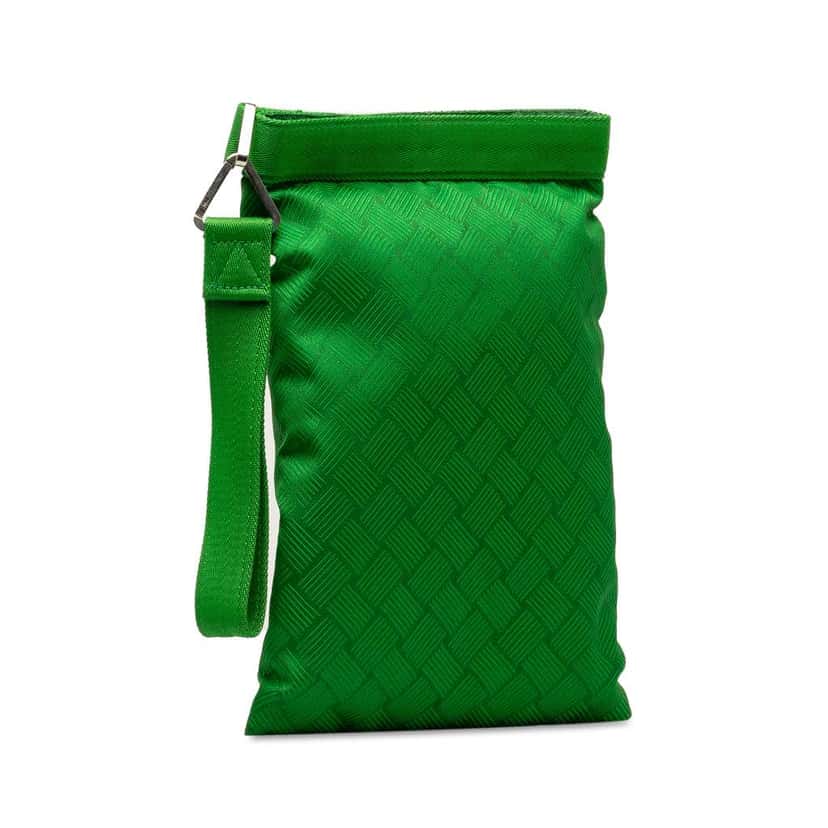 Bottega Veneta Nylon Wrist Pouch Green Good condition - Back View