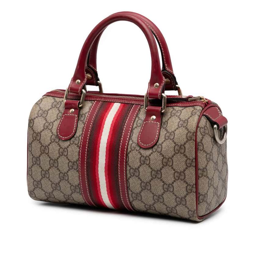 Gucci Small GG Supreme Web Joy Boston Bag Brown Canvas Good condition - Back View