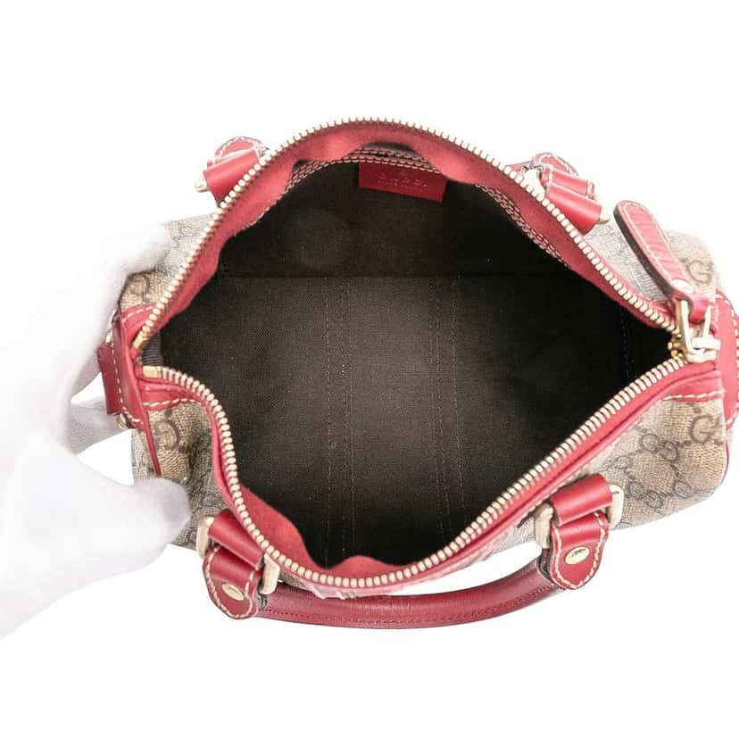 Gucci Small GG Supreme Web Joy Boston Bag Brown Canvas Good condition - Model View