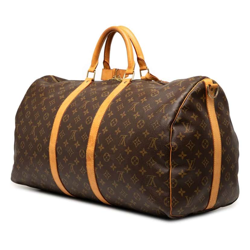 Louis Vuitton Monogram Keepall Bandouliere 55 Brown Fair condition - Back View