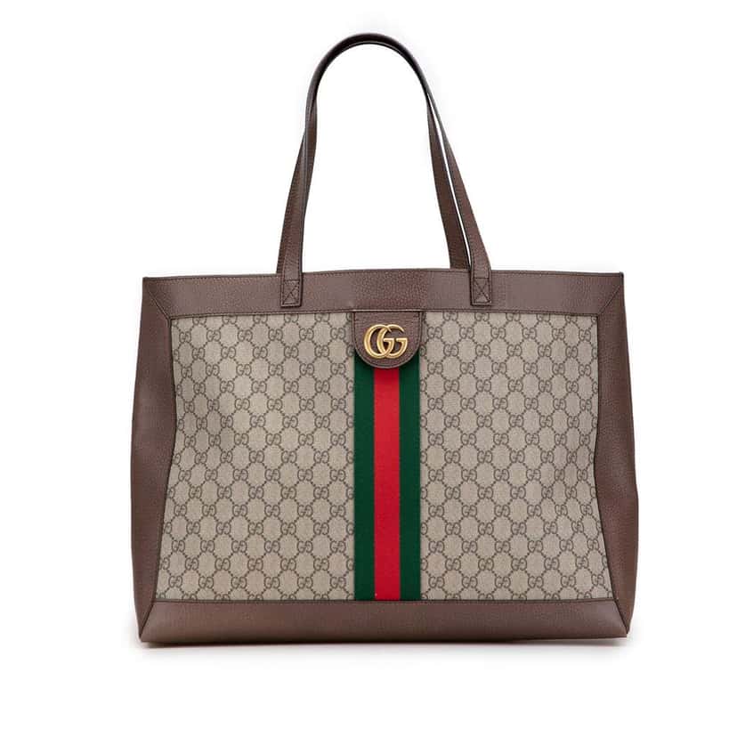 Gucci Disney Large GG Supreme Three Little Pigs Ophidia Tote Brown Canvas Good condition - Front View