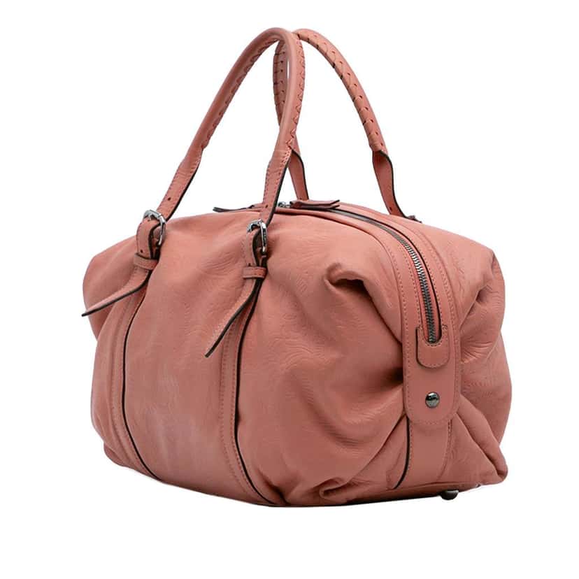 Loewe Embossed Leather Anagram Boston Bag Orange Leather Good condition - Back View