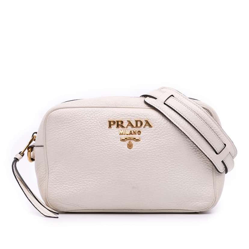 Prada Vitello Daino Camera Bag White Leather Good condition - Front View