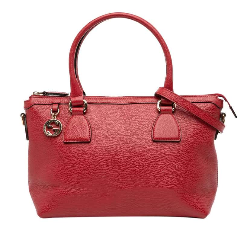 Gucci Dollar Calfskin GG Charm Satchel Red Leather Good condition - Front View