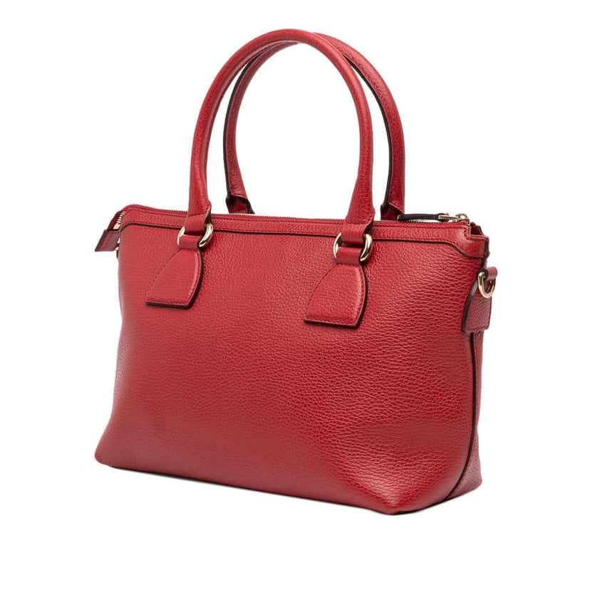 Gucci Dollar Calfskin GG Charm Satchel Red Leather Good condition - Back View