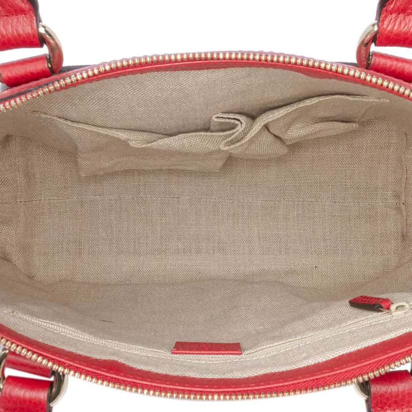 Gucci Dollar Calfskin GG Charm Satchel Red Leather Good condition - Model View