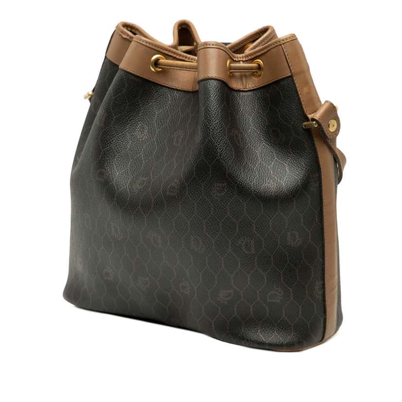 Dior Honeycomb Coated Canvas Drawstring Bucket Bag Black Canvas Good condition - Back View